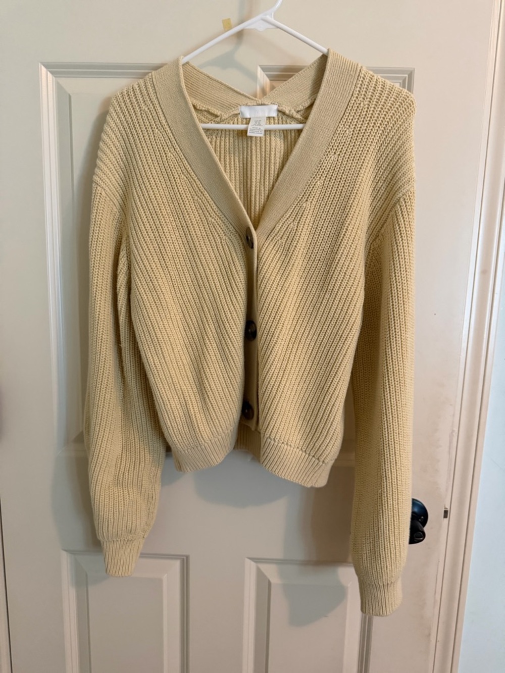 H&M butter yellow Ribbed V-Neck Sweater